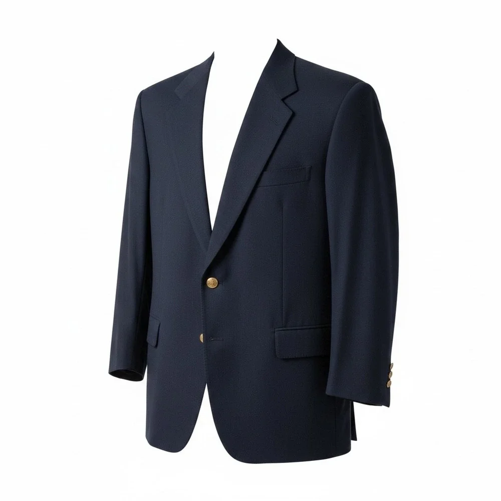 Brioni Navy Blue Blazer Super 150s Wool Gold Button Sport Coat Italy 44R